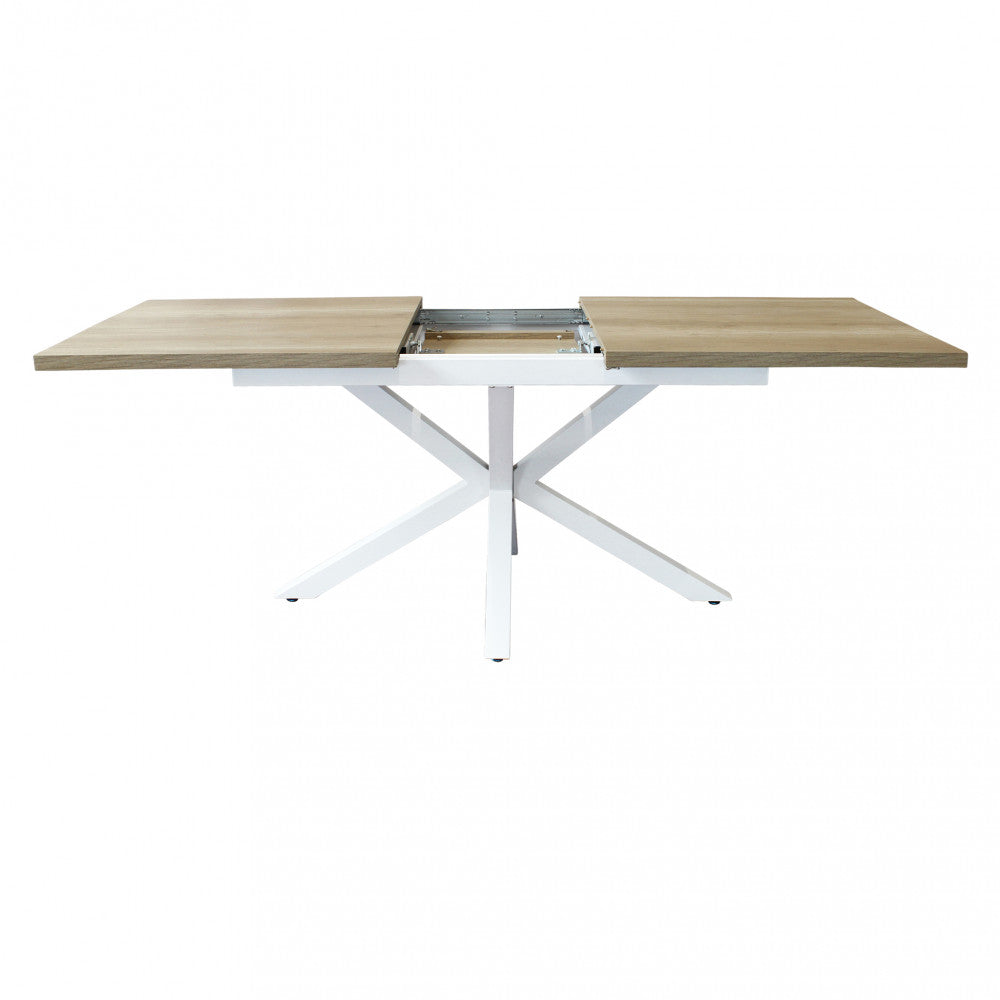 Tavolo allungabile struttura in metallo bianco e piano in mdf marrone 90x160/200xH75 cm Gariè