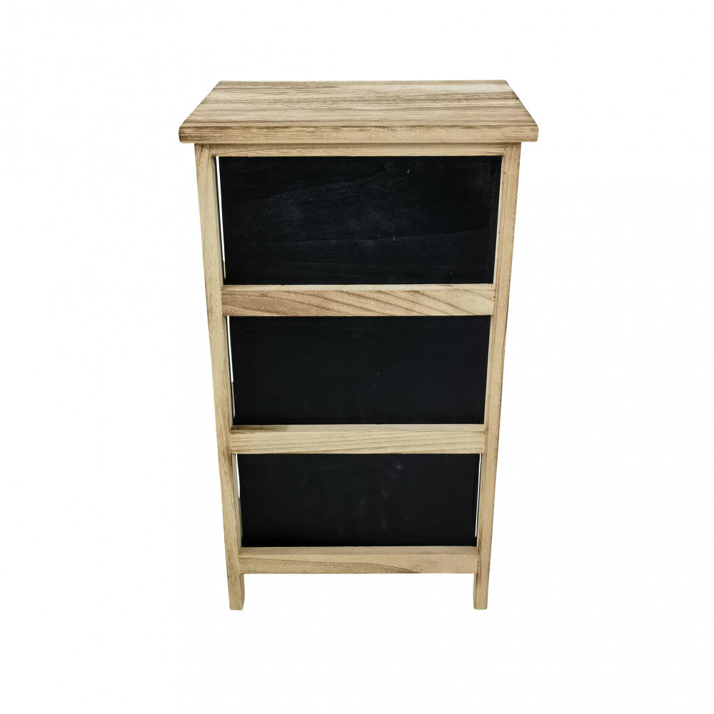 Mobiletto comodino in legno con tre cassetti per interno fisso nero e beige 34x25xH60 cm Artec