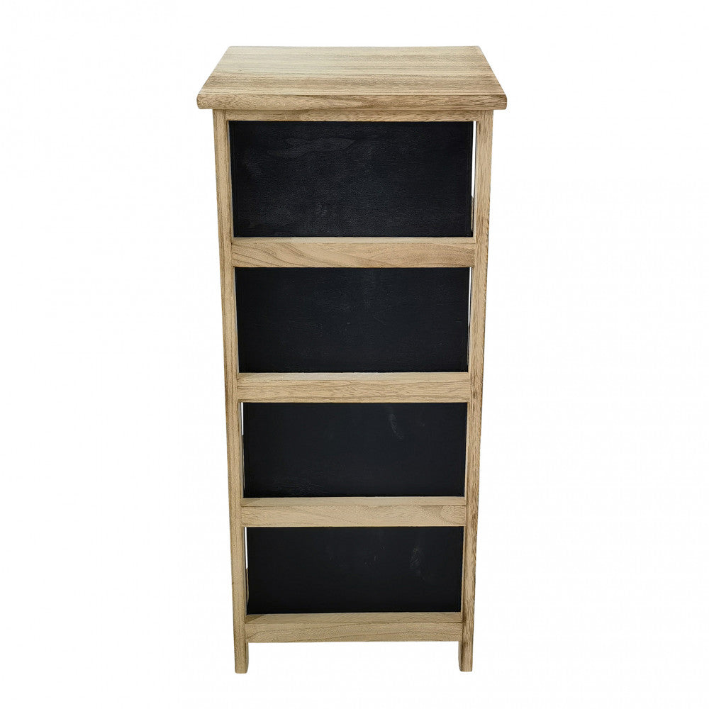 Mobiletto legno a 4 cassetti 34x25x77 cm per interno beige e nero Artec
