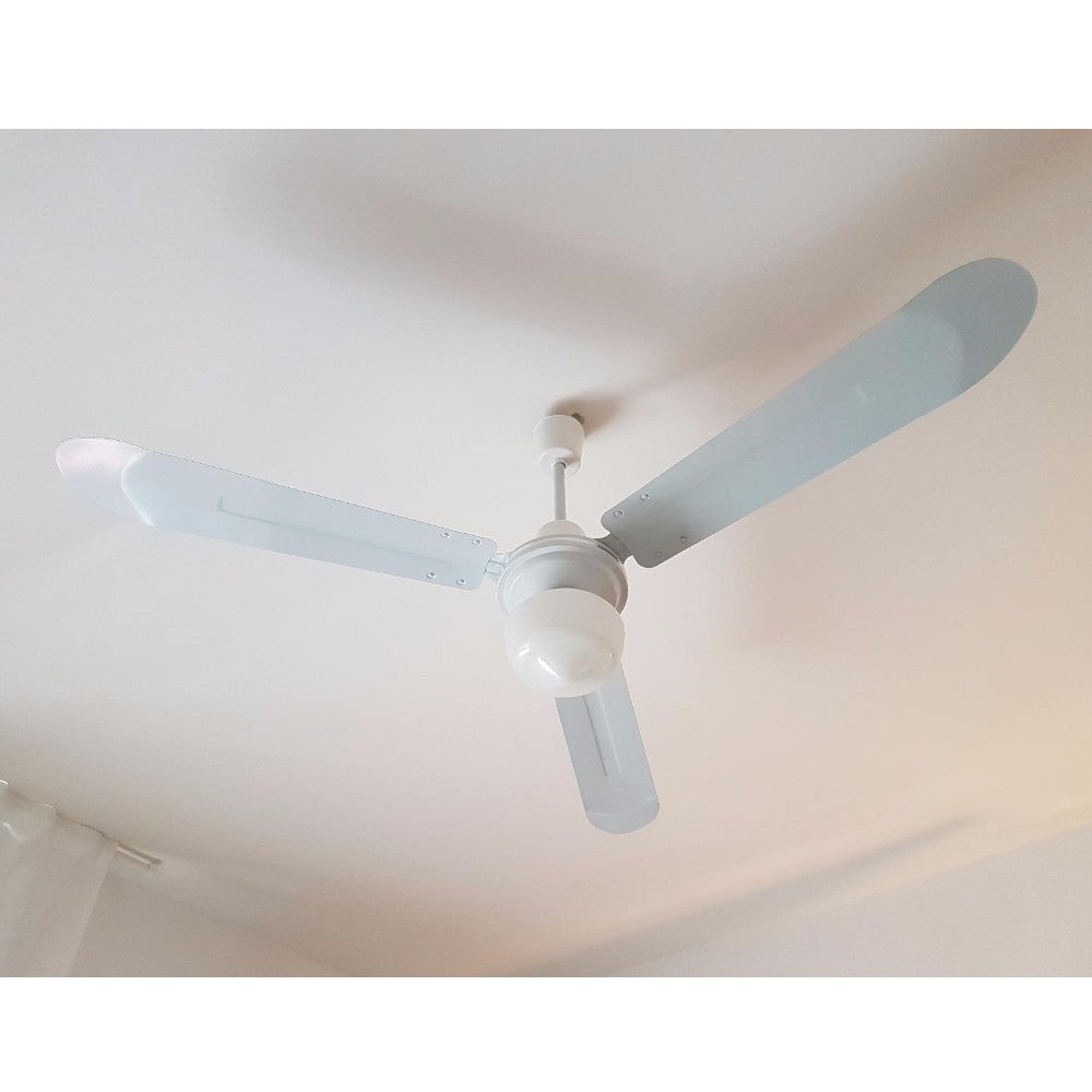 Ventilatore a soffitto 3 pale in acciaio con luce plafoniera diametro 140 cm