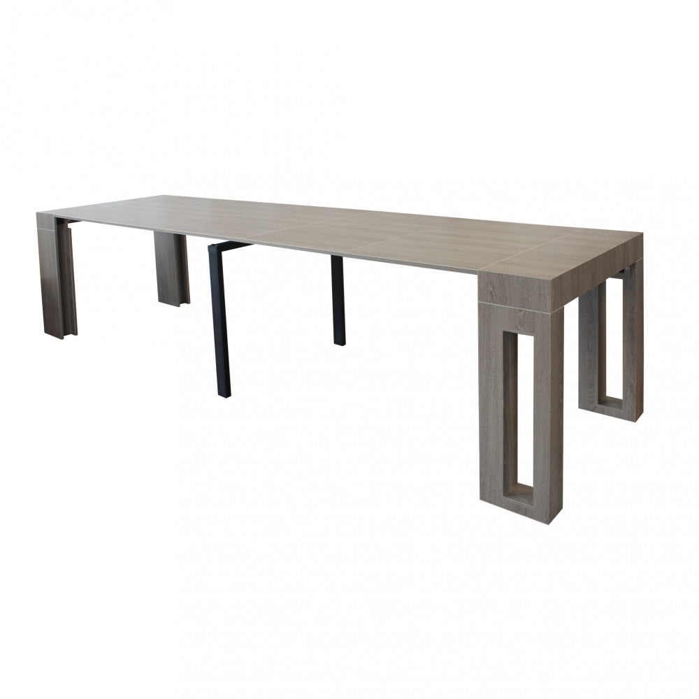 Tavolo consolle allungabile salvaspazio in mdf con struttura in metallo 90x45/300xH75 cm Napoca