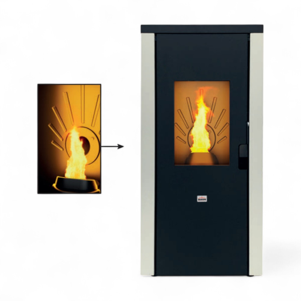 Stufa a pellet in acciaio 9.2 Kw A+ con uscita fumi posteriore e pressostato Queen 92 EVO 5.0
