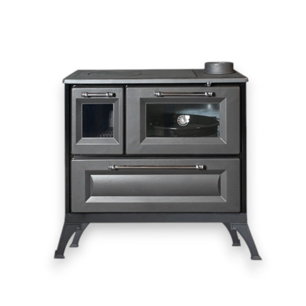 Cucina e stufa a legna 7.7 Kw in ghisa 87.5x55.2xH81,2 cm antracite