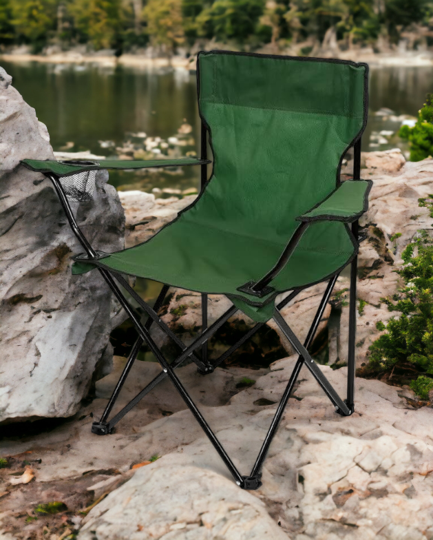 Sedia mare camping viaggio pieghevole in sacca acciaio e poliestere con porta bicchiere