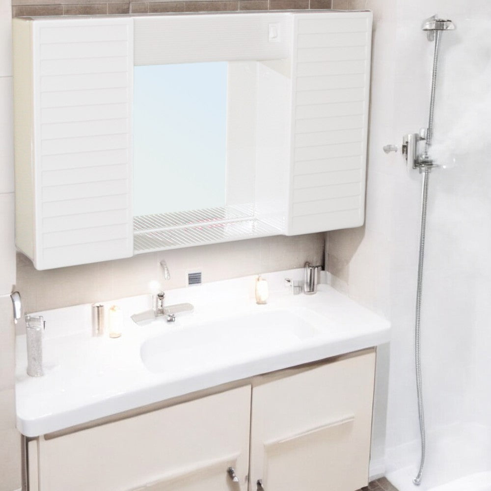 Specchio mobile bagno con due ante luce e interruttore 50x12xH37 cm