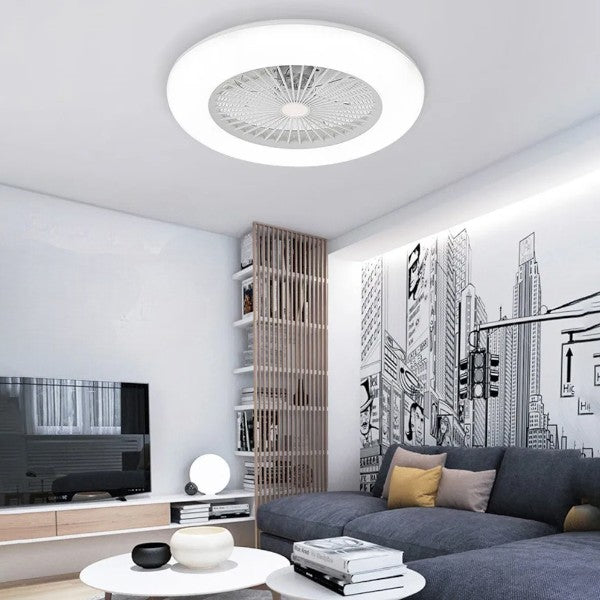 Ventilatore plafoniera luce led a soffitto con ventilatore e telecomando diametro 50 cm