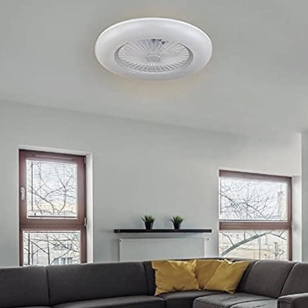 Ventilatore plafoniera luce led a soffitto con ventilatore e telecomando diametro 50 cm