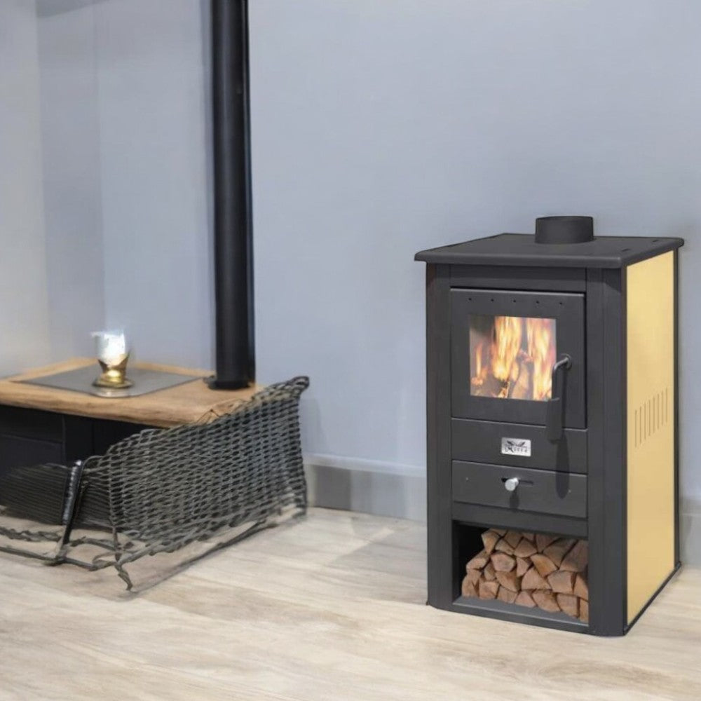 Stufa a legna 10,7 Kw in acciaio 50x41xH86 cm avorio