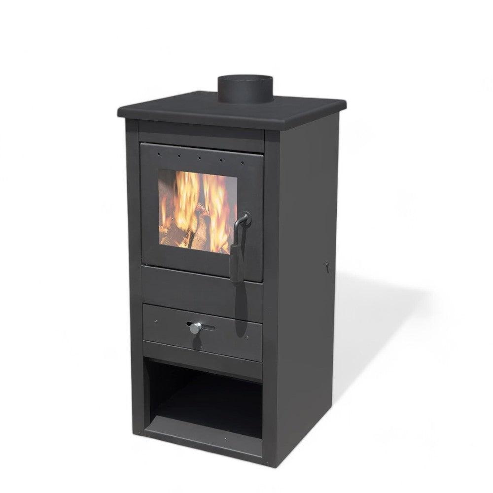 Stufa a legna 13 kw 44x45xH94 cm con bocca di scarico