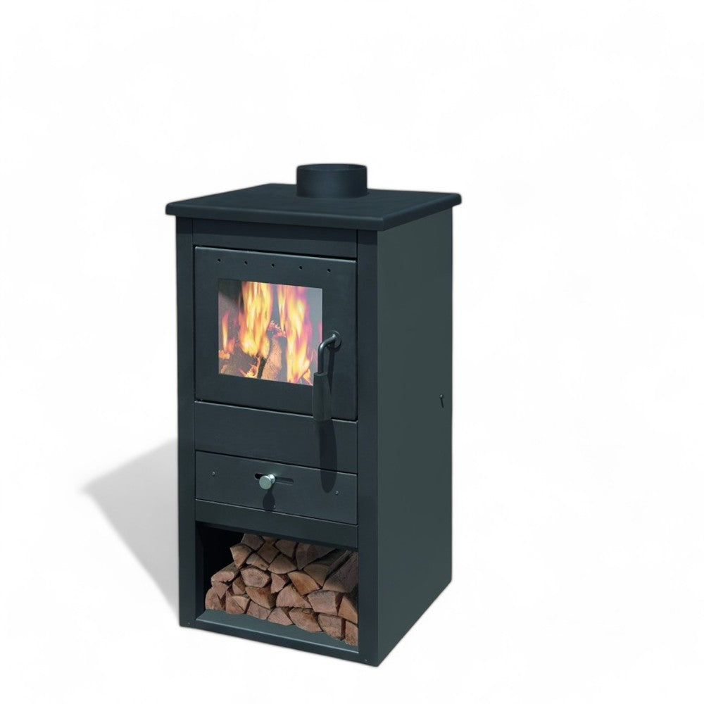 Stufa a legna 13 kw 44x45xH94 cm con bocca di scarico