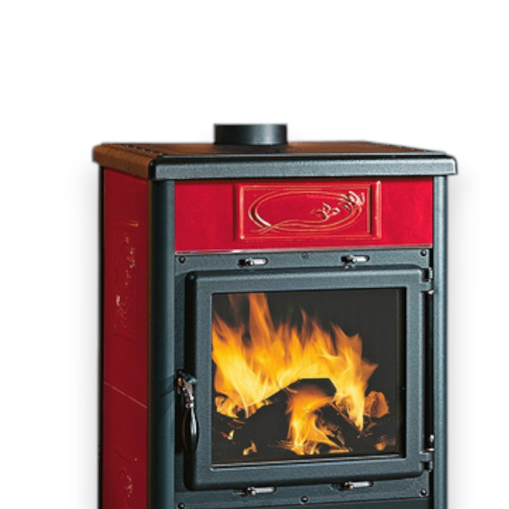 Stufa a legna 8,8 Kw in ghisa 57,8x58,6xH91,5 bordeaux Rossella Nordica