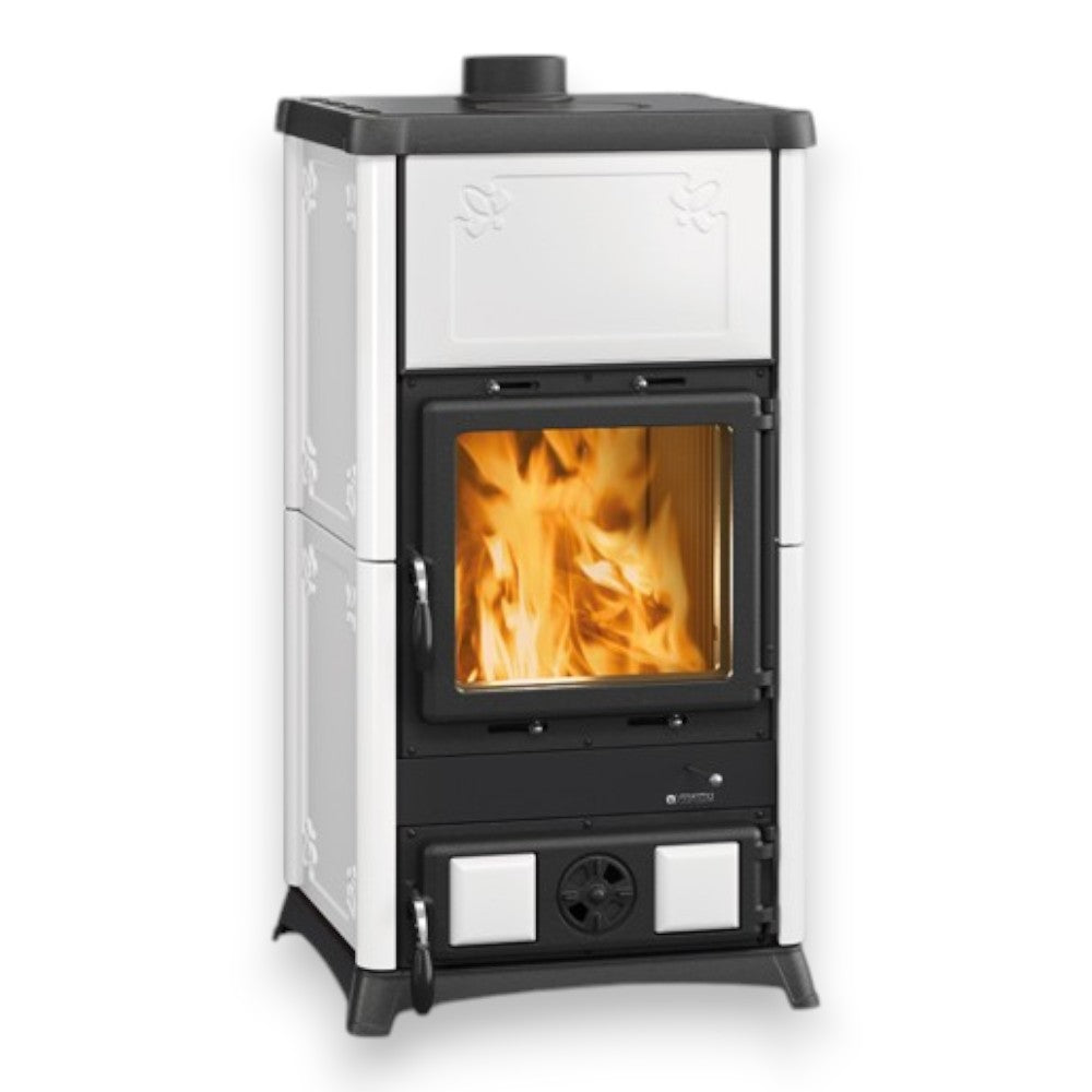 Stufa a legna 8,3 Kw rivestita in ghisa 56x54,7xH103,5 cm Fedora Nordica bianca