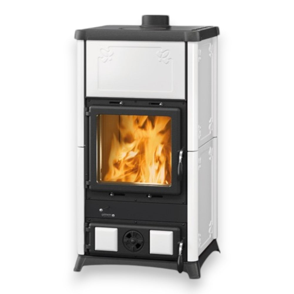 Stufa a legna 8,3 Kw rivestita in ghisa 56x54,7xH103,5 cm Fedora Nordica bianca