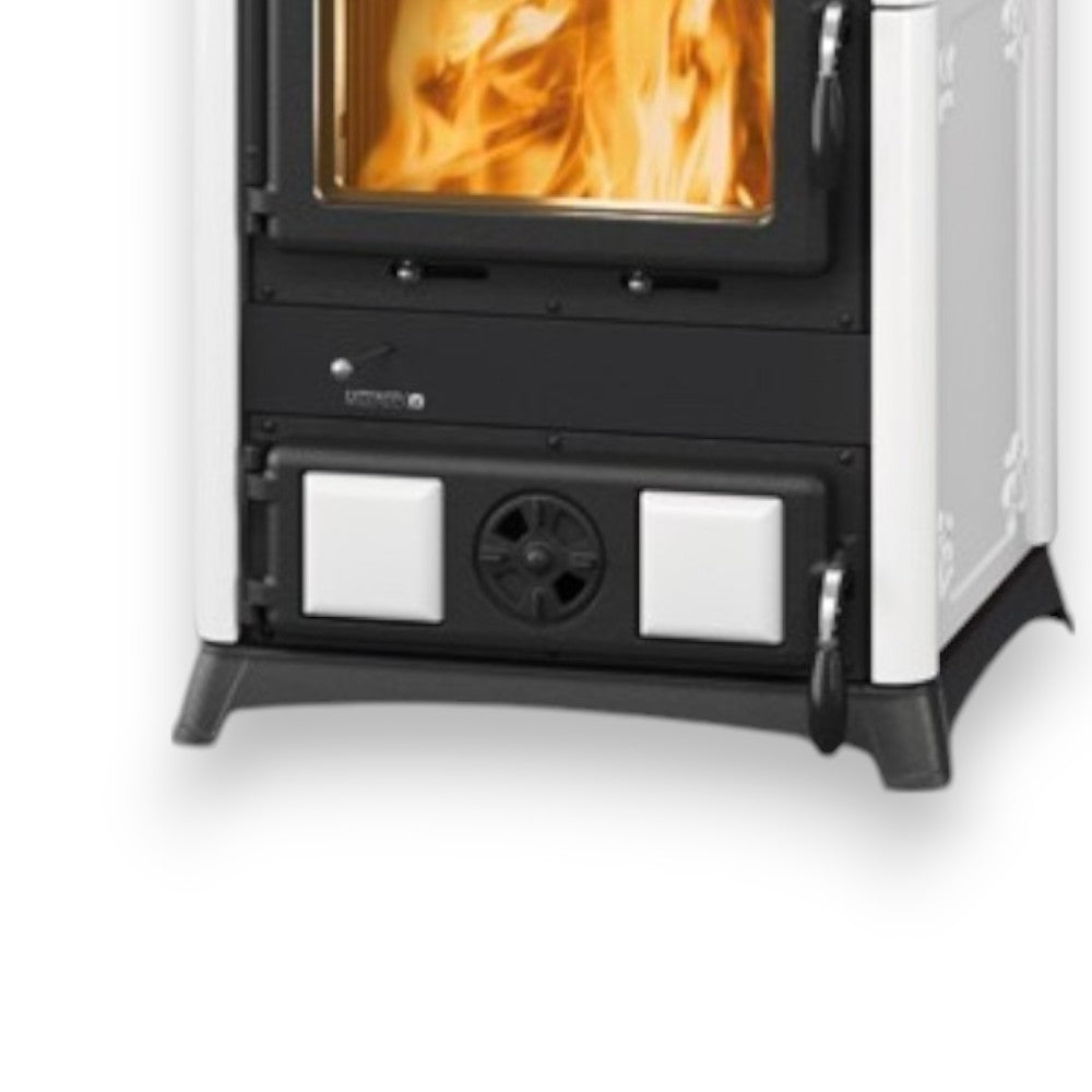 Stufa a legna 8,3 Kw rivestita in ghisa 56x54,7xH103,5 cm Fedora Nordica bianca
