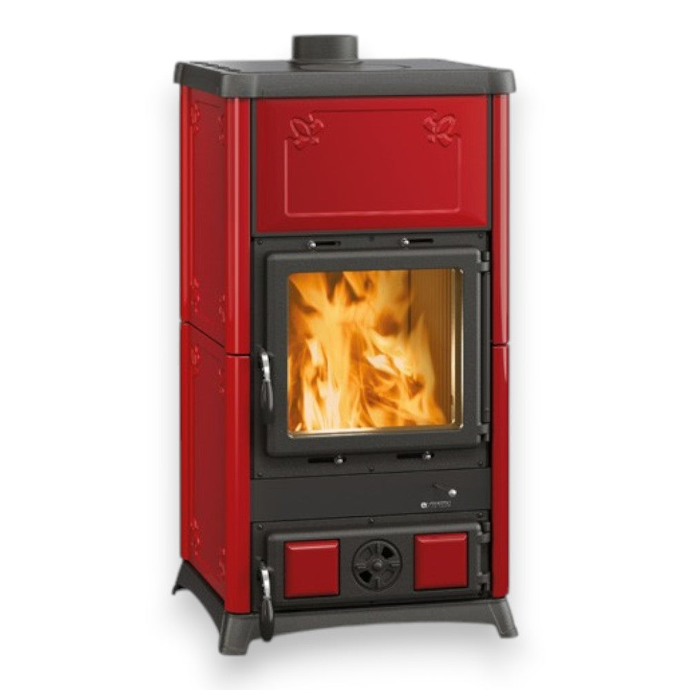 Stufa a legna 8,3 Kw rivestita in ghisa 56x54,7xH103,5 cm Fedora Nordica bordeaux