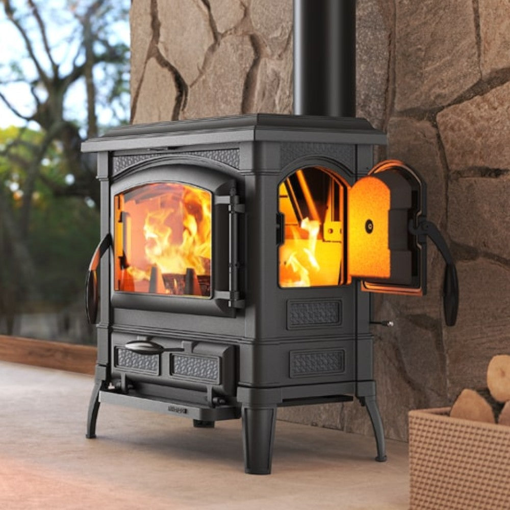 Stufa a legna 7,3 Kw con struttura interamente in ghisa 66x59xH70,6 cm antracite Isetta Nordica