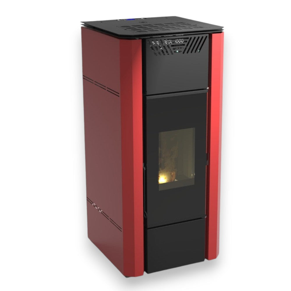 Idrostufa stufa a pellet in acciaio 19 Kw bordeaux e nera A+ Corvara 20V