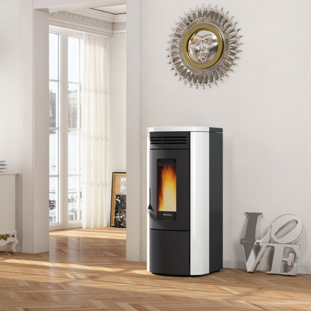 Stufa a pellet 16 Kw in acciaio 49.5x59.3xH115.3 cm bianca Costanza Nordica