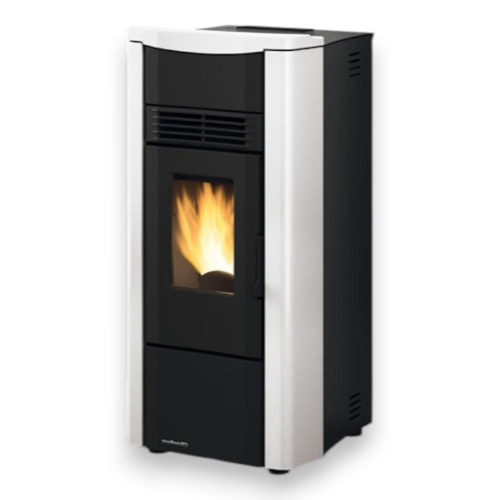 Stufa a pellet 7,5 Kw in ghisa 50x50xH103 cm bianca Giusy plus Nordica