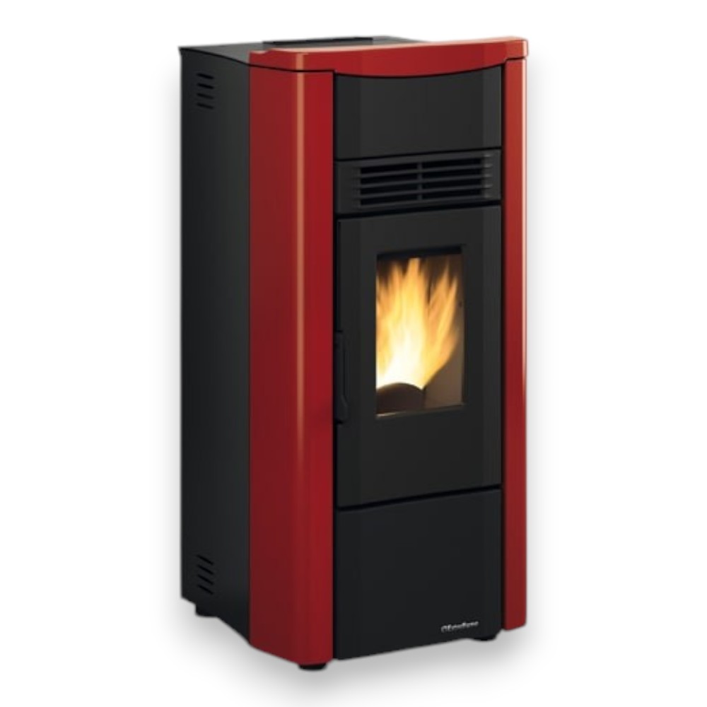 Stufa a pellet 7,5 Kw in ghisa 50x50xH103 cm bordeaux Giusy plus Nordica