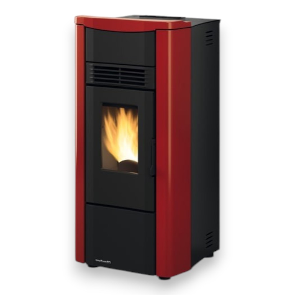 Stufa a pellet 7,5 Kw in ghisa 50x50xH103 cm bordeaux Giusy plus Nordica