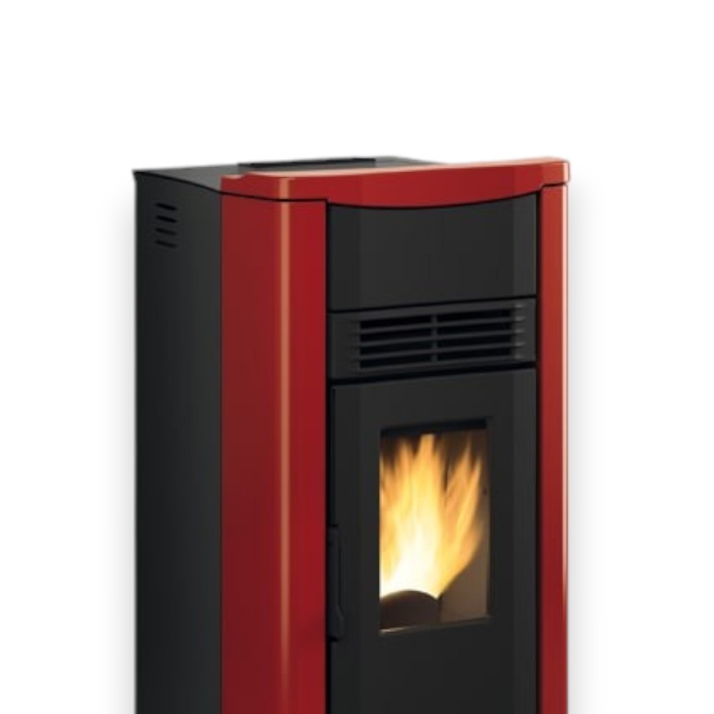 Stufa a pellet 7,5 Kw in ghisa 50x50xH103 cm bordeaux Giusy plus Nordica