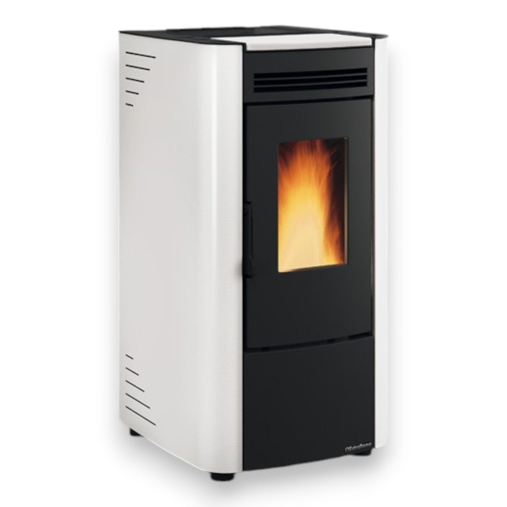 Stufa a pellet ventilata 6.5 Kw in ghisa 45,6x50,7xH88,4 cm bianca Ketty evo Nordica