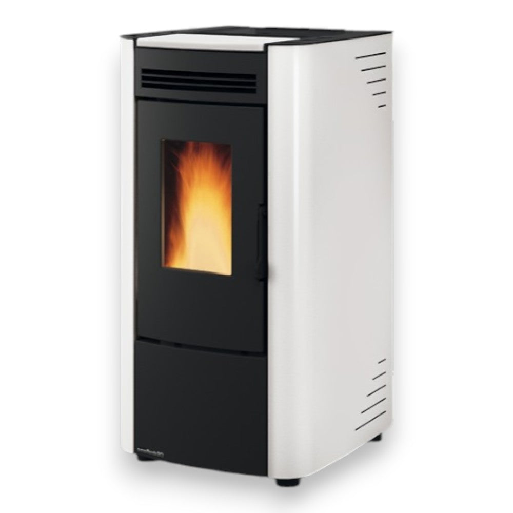 Stufa a pellet ventilata 6.5 Kw in ghisa 45,6x50,7xH88,4 cm bianca Ketty evo Nordica