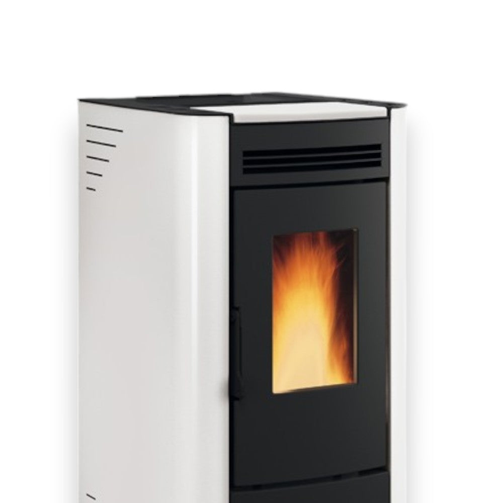 Stufa a pellet ventilata 6.5 Kw in ghisa 45,6x50,7xH88,4 cm bianca Ketty evo Nordica