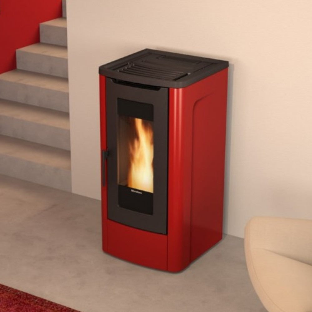 Stufa a pellet 10 Kw 52,5x60,2xH108 cm rosso Dahiana plus Nordica