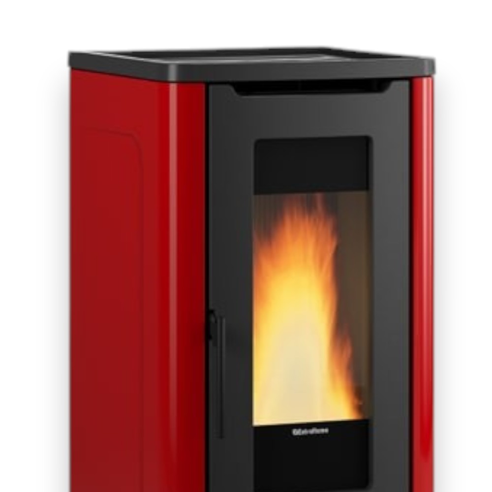 Stufa a pellet 10 Kw 52,5x60,2xH108 cm rosso Dahiana plus Nordica