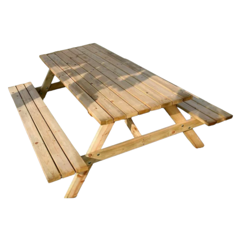 Tavolo con panche da campeggio pic-nic 180x150xh70 cm in legno di pino impregnato Lasa