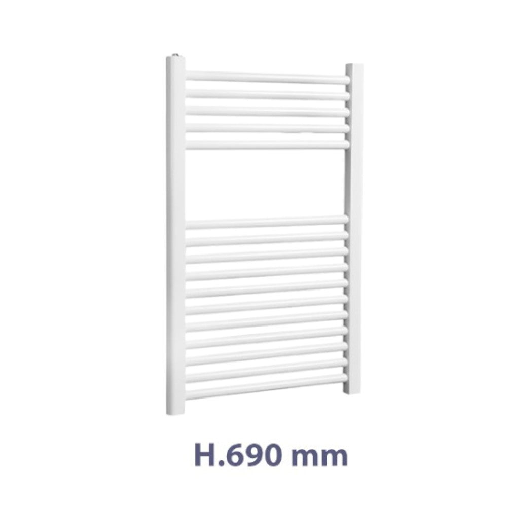 Termoarredo bianco diritto in acciaio completo di valvola e fissaggi Sanremo