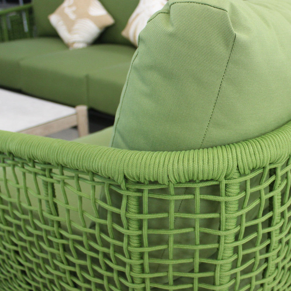 Salotto da giardino struttura in alluminio e rivestimento in corda pvc con cuscini inclusi Nova