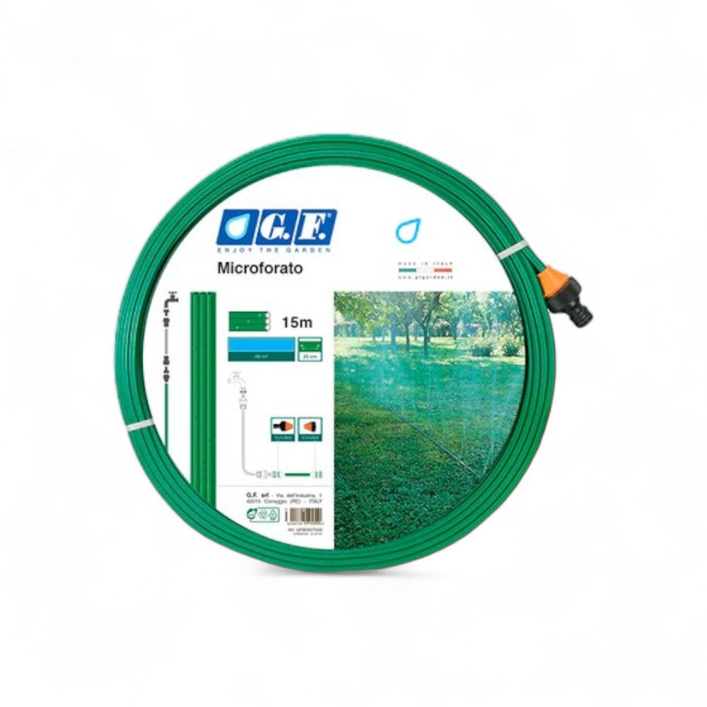 Tubo microforato a tre canali con raccordi 15 mt verde
