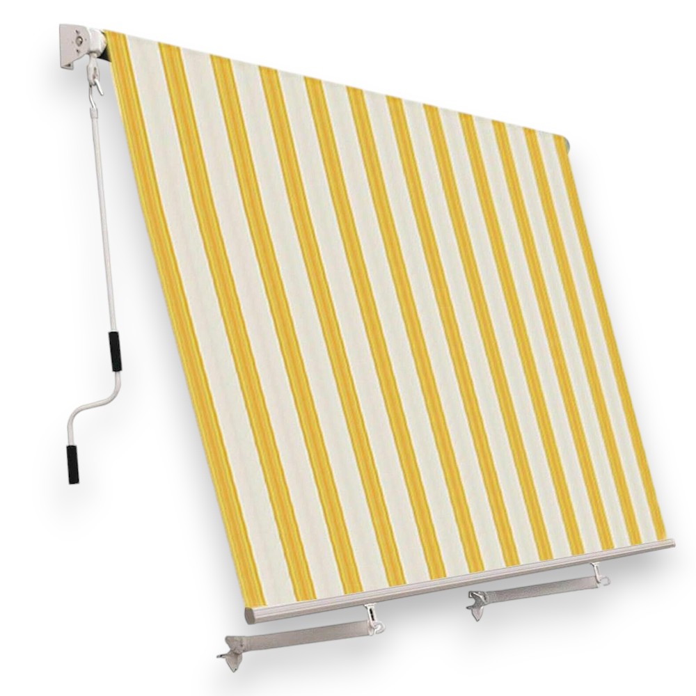 Tenda da balcone para sole a caduta 300x250 cm giallo e crema a righe con profili in alluminio