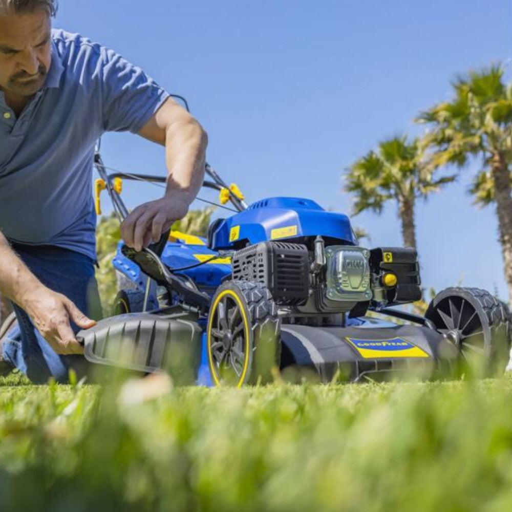 Tosaerba a scoppio benzina con avvio manuale in acciaio per giardino