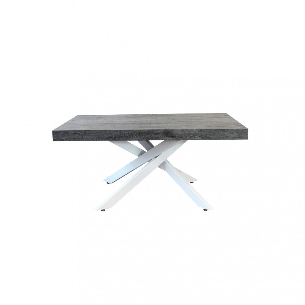 Tavolo allungabile con struttura in metallo antracite effetto legno 90x160/240xH75 cm
