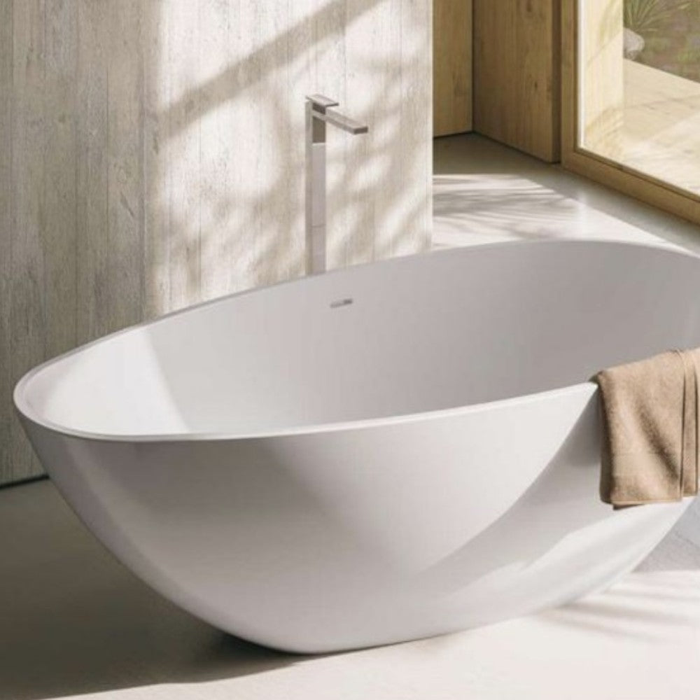 Vasca da bagno freestanding in solid surface bianco opaco 174x95xH50 cm Fiji