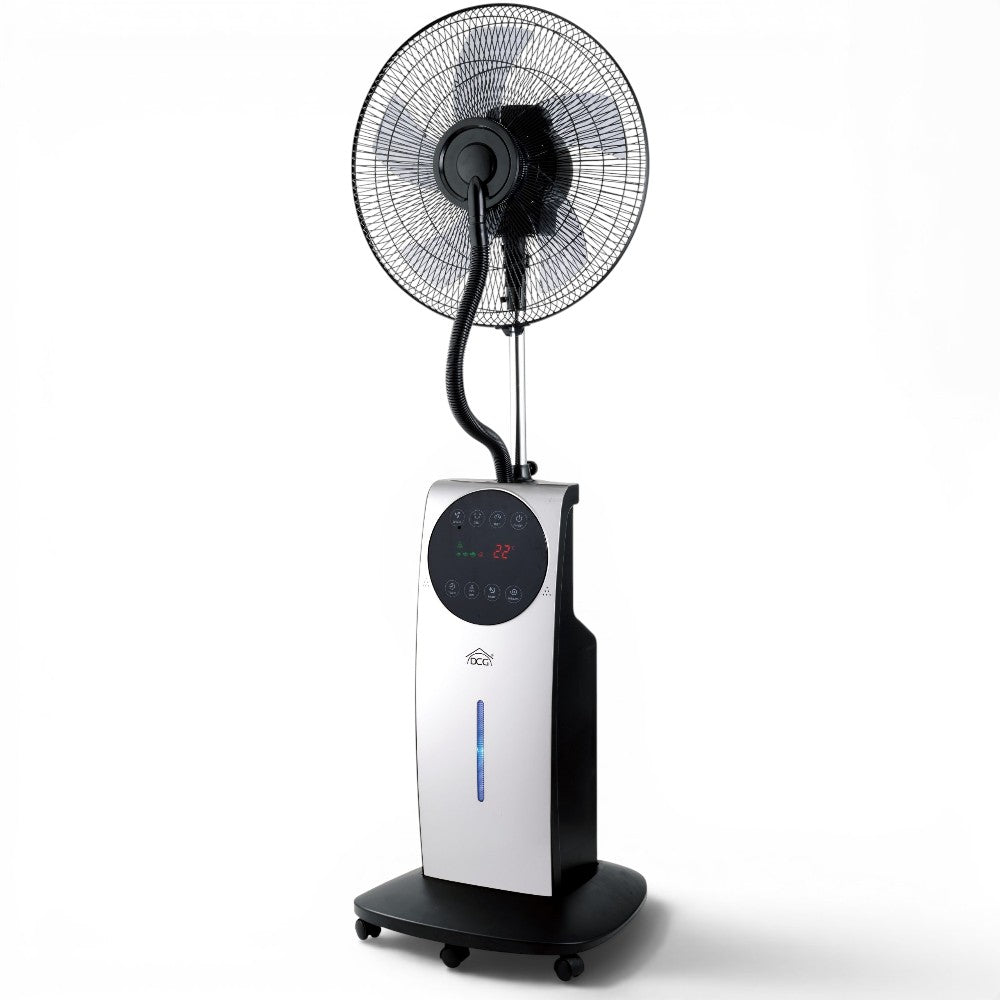 Ventilatore multifunzione a 3 pale con ruote e nebulizzatore 100W display led Nebuly