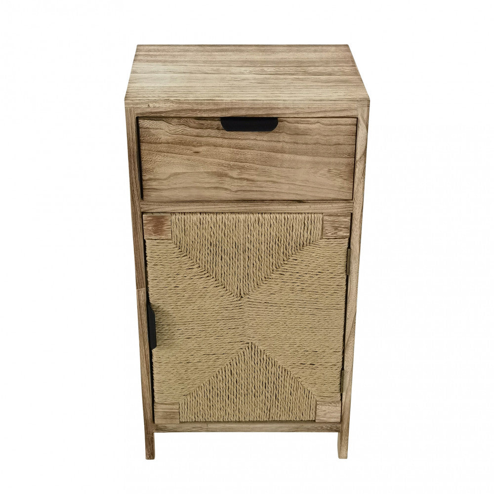 Mobiletto da interno ingresso casa in legno di paulownia con anta e cassetto superiore