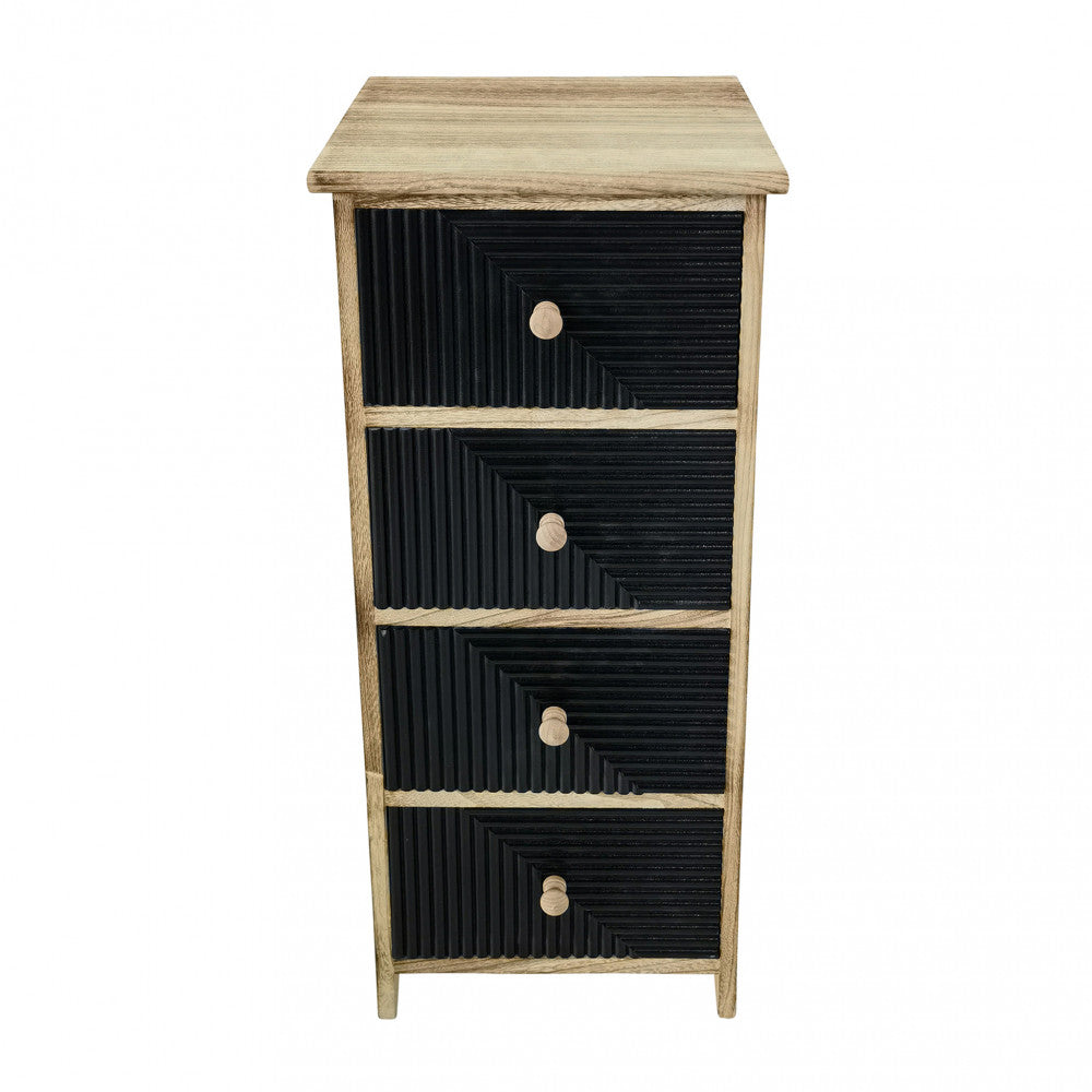 Mobiletto legno a 4 cassetti 34x25x77 cm per interno beige e nero Artec