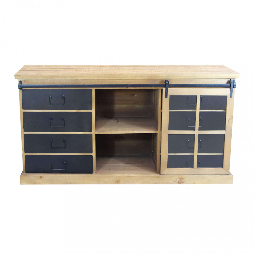 Mobile basso in legno con ripiani e cassetti 147x42xH75 cm Cordell