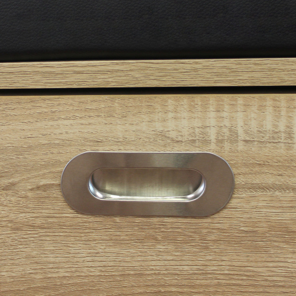 Scarpiera cassapanca doppio scomparto in legno laminato con seduta morbida e maniglie laterali Eusebia