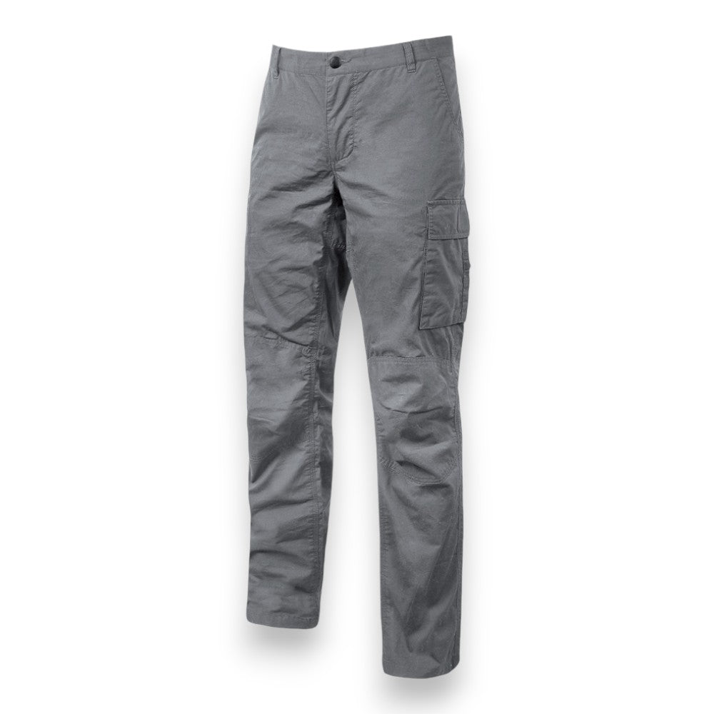 Pantalone da lavoro grigio effetto consumato delave con tasche multiple tessuto elasticizzato rinforzato slim fit