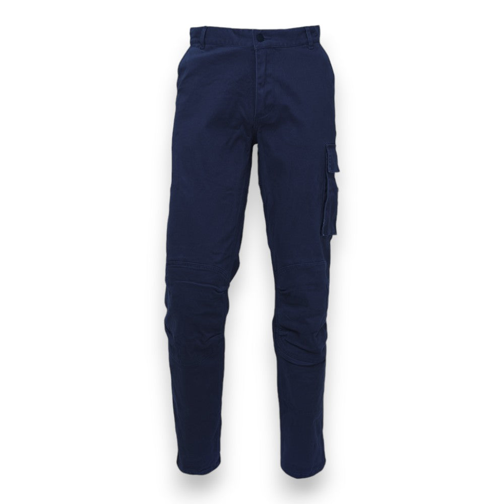 Pantalone da lavoro slim fit in cotone elasticizzato con tasche multiple e rinforzi ginocchia blu desteint