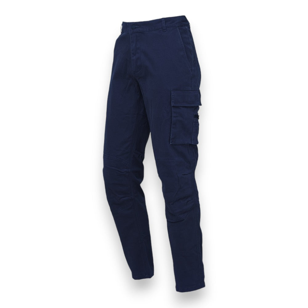 Pantalone da lavoro slim fit in cotone elasticizzato con tasche multiple e rinforzi ginocchia blu desteint