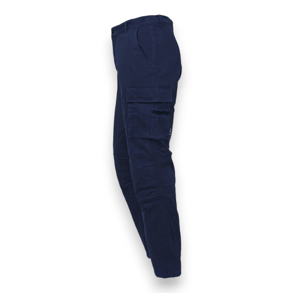 Pantalone da lavoro slim fit in cotone elasticizzato con tasche multiple e rinforzi ginocchia blu desteint