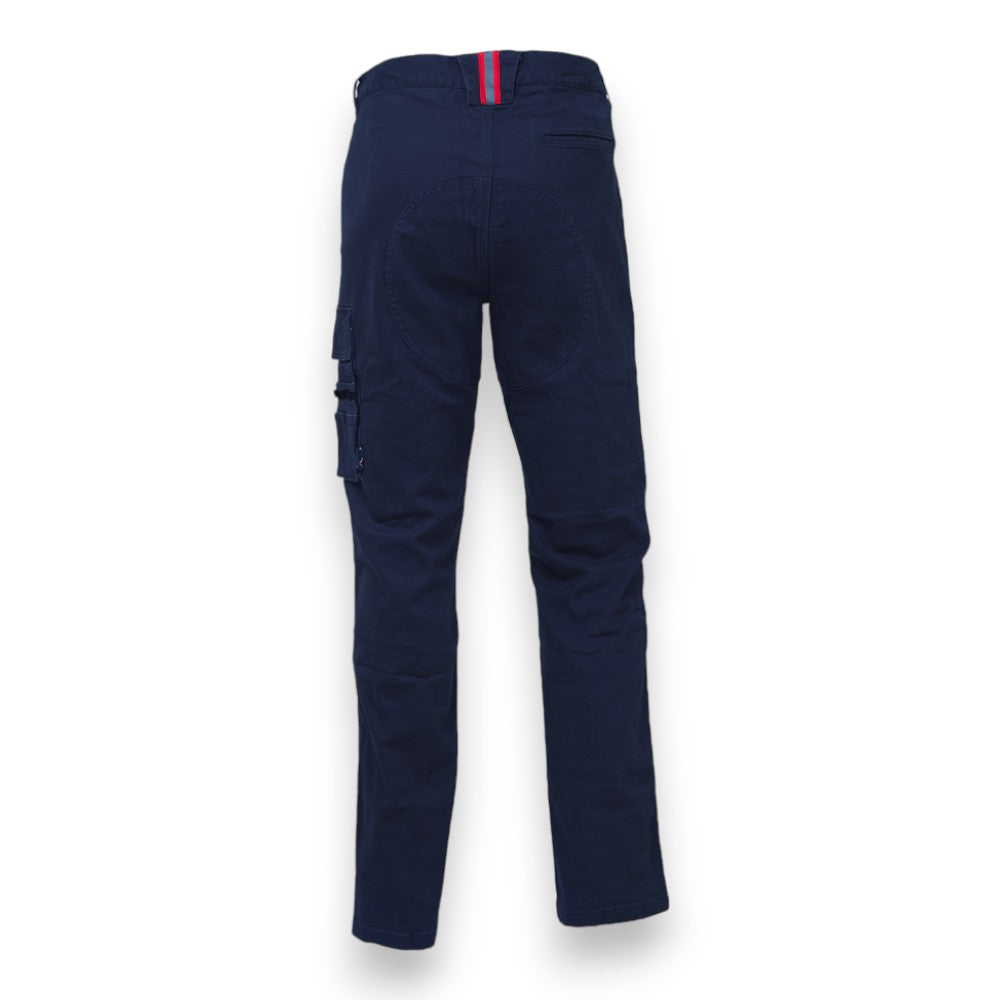 Pantalone da lavoro slim fit in cotone elasticizzato con tasche multiple e rinforzi ginocchia blu desteint