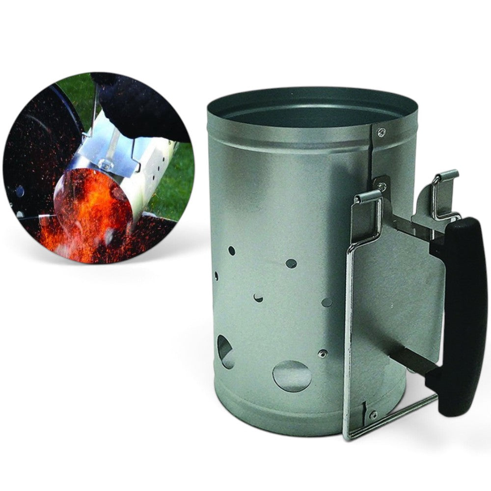 Accendi carbone per barbecue in acciaio zincato 17xH27,5 cm con doppia maniglia